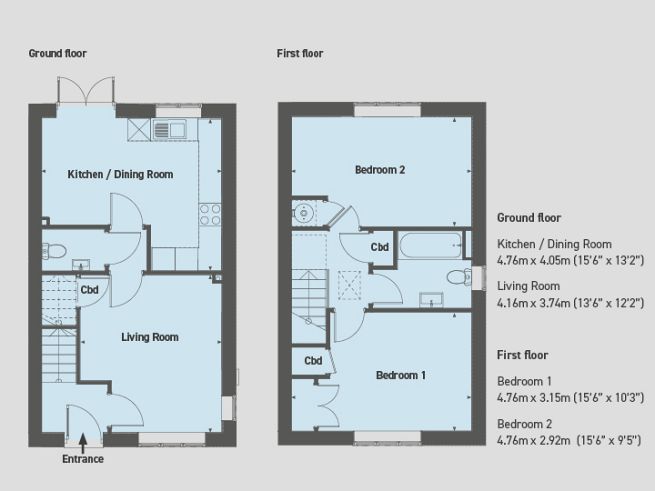 Floor plan 2 bedroom house - artist's impression subject to change